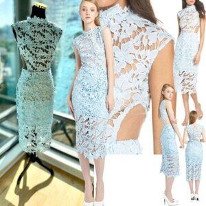 🆕 BRONX & BANCO 🧿 NWOT Lidia Lace Midi Dress - Pastel Blue - Size S - US 2